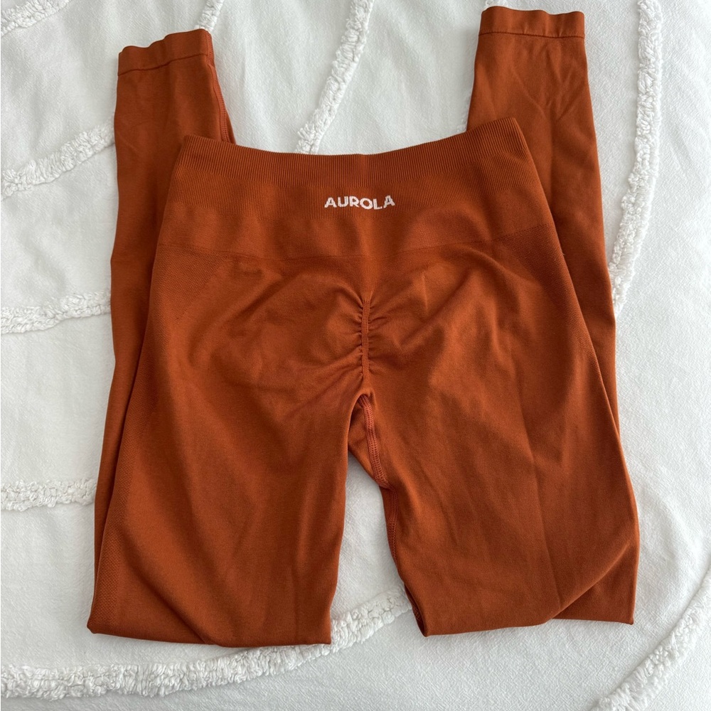 High waited aurola athletic seamless leggings Rust orange